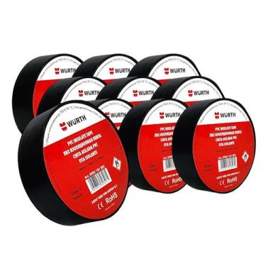 Imagem de Fita Isolante Preta 18mm x 10m Wurth Kit com 10 Unidades