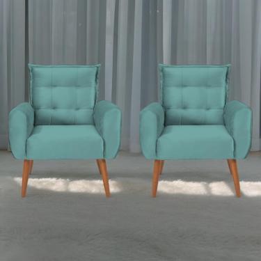 Imagem de Conjunto De Poltronas Decorativas Lily Veludo Verde Menta