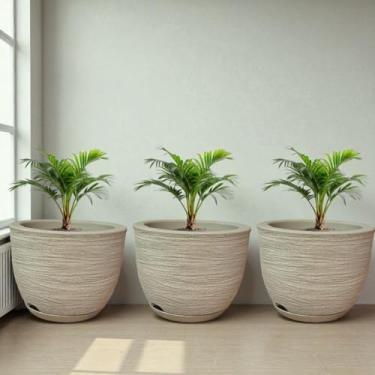 Imagem de Kit 3 Vasos para Plantas Decorativo Luxo Efeito Marmorizado (Marrom) (Bege)