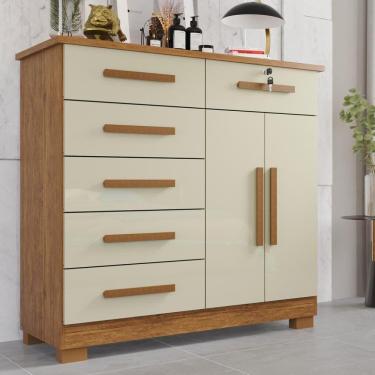 Imagem de Cômoda 02 Portas 06 Gavetas E 01 Chave Itália Com Sapateira - Tudo De Móveis Cinamomo Off