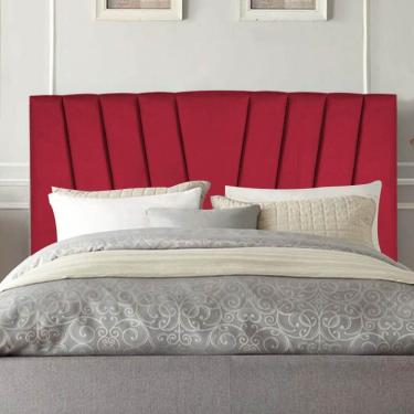 Imagem de Cabeceira Estofada Bélgica Queen Corino 160x126x11cm Vermelho Aurora Line