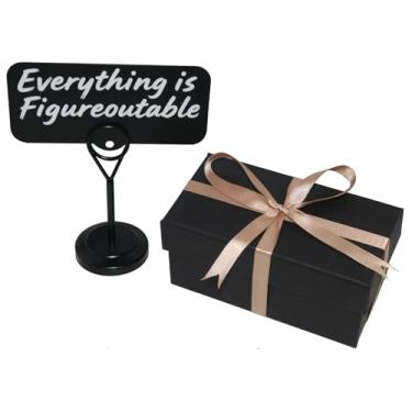 Imagem de Sinalização de presente com caixa de presente - placa de metal motivacional com suporte - decoração de mesa inspiradora - decoração de parede e escritório em casa de fazenda - decoração de mesa preta