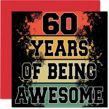 Imagem de Stuff4 Cartões de aniversário de 60 anos para homens e mulheres - Being Awesome - Cartão de feliz aniversário para homem de 60 anos mulher tia amiga vizinho vovô, cartões comemorativos de aniversário