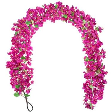 Imagem de Briful Guirlanda de flores de buganvílias rosa de 1,8 m – videira floral de seda artificial com gancho embutido, guirlanda de flores falsas para decoração de casa, mesa, parede, festa de casamento