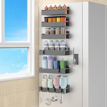 Imagem de HuggieGems Suporte magnético para garrafa de água para geladeira, organizador de copo para Stanley e copo para cozinha, pacote com 6, cinza escuro