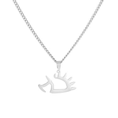 Imagem de Colar masculino com pingente de ouriço, moderno, individual, hip hop, casal, prata, joias, acessórios modernos, presente para homens, one size, Metal, Sem Pedra Preciosa