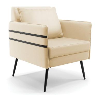 Imagem de Poltrona Mari Corino Bege Pés Palito De Ferro Preto