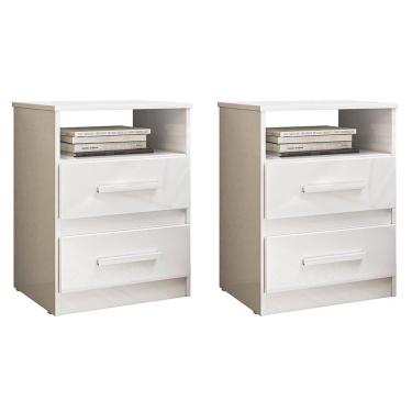 Imagem de Kit 2 Mesas De Cabeceira Apolo 2 Gavetas Branco - Moval