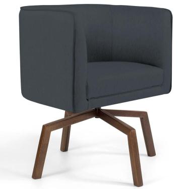 Imagem de Poltrona Decorativa Giratória Base Ka Madeira Betina C-317 Veludo Cinza - Domi