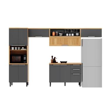 Imagem de Armário De Cozinha Completa 350cm New Porto Grafite Madeira Itatiaia