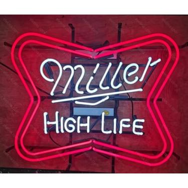 Imagem de Neon Signs for Wall Decor 20x24inch Millers High Life Sign Acrylic Beer Pub Bar Handmade Light Neon Glass Tubing