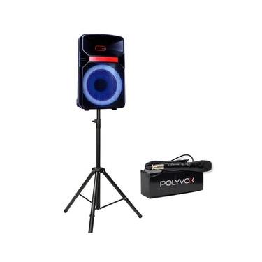 Imagem de Caixa De Som Xc-812t Polyvox Bluetooth 600w + Tripé +mic Fio
