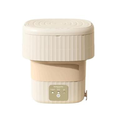 Imagem de HGTRH Máquina de lavar dobrável, máquina de lavar dobrável 9L com secador de roupas luz azul resistente a emaranhados, orifício de drenagem traseira para roupas íntimas e creme para roupas pequenas