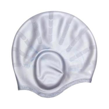 Imagem de Touca De Natação Unissex Impermeável De Silicone Para Cabelos Longos C