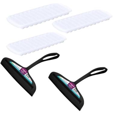 Imagem de Kit 2 Rodo de pia Preto e 3 Forma de gelo Plástico