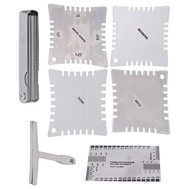 Imagem de WALFRONT Conjunto de Medição de Guitarra, Régua Radiana de Altura de Distância de Corda de Aço Inoxidável Com Gravação Precisa para Manutenção de Banjo Baixo de Guitarra Elétrica (Prata)
