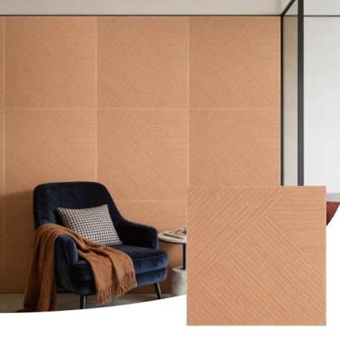 Imagem de Pacote com 6 painéis acústicos grandes, painéis decorativos de absorção de som de 182 x 121 cm, painéis de parede à prova de som com estampa de madeira para estúdio, casa, escritório, luz irregular