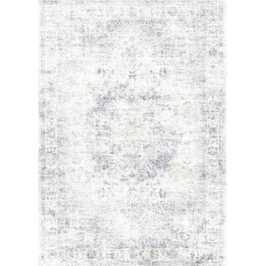 Imagem de Zanipex Tapetes de área de 20 x 25 cm para sala de estar, tapetes laváveis para quarto, 13 x 17 cm, entrada de corredores, cozinha, tapete boho interno, tapete bege para escritório (cinza cinza-claro
