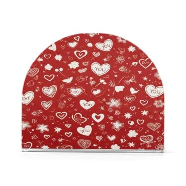 Imagem de Qilmy Porta-guardanapos de acrílico com corações de dia dos namorados, suporte de guardanapo de coquetel de plástico transparente para mesas de restaurante de cozinha, 1 peça