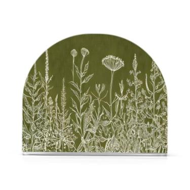 Imagem de JUZIHAI Porta-guardanapos de flores silvestres para mesa dispensador de guardanapo de acrílico para mesa suporte de lenços independente para cozinha sala de jantar bar festa decoração de casa