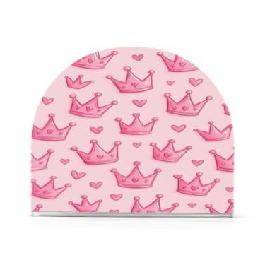 Imagem de Qilmy Porta-guardanapos acrílico coroas de princesa rosa, suporte de guardanapo de coquetel de plástico transparente para mesas de restaurante de cozinha, 2 peças