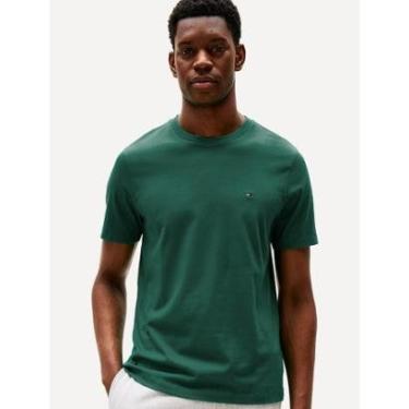 Imagem de Camiseta Tommy Hilfiger Masculina Regular Fit Tee Solid Logo Verde Escuro-Masculino