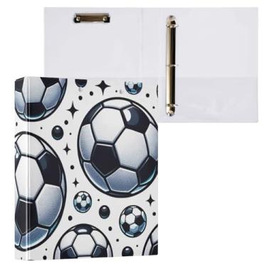 Imagem de Pastas de fichário de bolas de futebol, três anéis com prancheta de perfil, organizador de fichário, anéis redondos de 2,5 cm, pacote com 2