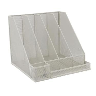 Imagem de Jopwkuin Organizador de Arquivos de Mesa de Malha de Metal, Solução de Armazenamento Eficiente para Organização de Mesa de Escritório Com Suporte para Caneta para Escritório de Estudo