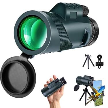 Imagem de Telescópio monocular de alta potência 80 x 100 com suporte para smartphone e tripé, monóculo HD para adultos com prisma BAK4 e lente FMC para caça, estrelas, observação de pássaros, vida selvagem