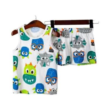 Imagem de Conjunto de Pijamas de Dinossauro para Meninos e Meninas - Colete de V