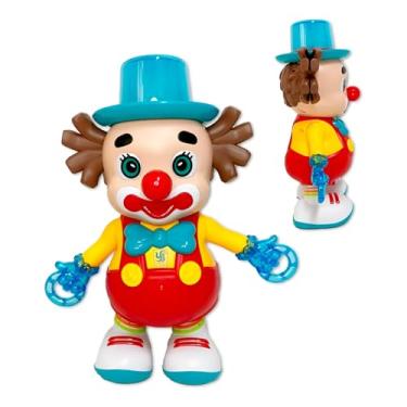 Imagem de Palhaço Dançarino com Luzes LED e Sons, Brinquedo Interativo de Plástico, 23,2cm de Altura, Alimentado por 3 Pilhas AA
