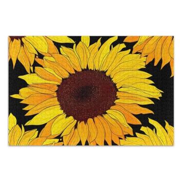 Imagem de Girassóis amarelos coloridos pretos adultos quebra-cabeça 1000 peças presentes para amantes de quebra-cabeça família diversão animal arte impressão, 75 x 40 centímetros