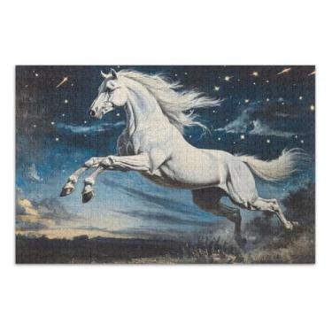 Imagem de Quebra-cabeças pretos de cavalo branco, 500 peças para adultos, com letras nas costas, quebra-cabeças divertidos para adultos