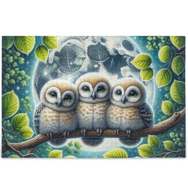 Imagem de Coruja floral amor pássaros adultos quebra-cabeça 500 peças amantes presentes família arte personalizada quebra-cabeça duro brinquedo de arte, 52 cm x 37,8 cm