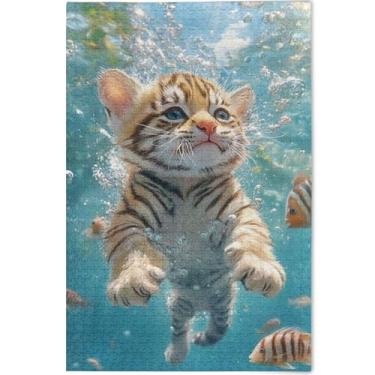 Imagem de Quebra-cabeça gato adorável gatinho para adultos 500 peças pintura animal único divertido brinquedo adulto personalizado amantes presentes família, 52 cm x 37,8 cm