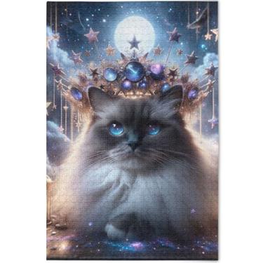 Imagem de Ragdoll Quebra-cabeça de gato fofo gatinho personalizado 1000 peças adulto arte engraçada quebra-cabeças rígidos animais arte colorida, 75 cm x 50 cm
