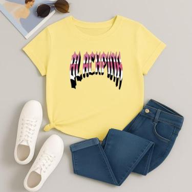 Imagem de Camiseta Estampada 100% Algodão Blackpink Letreiro 614 Manga Curta Lin