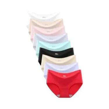 Imagem de Calcinhas Femininas Sem Costura De Seda Gelada, Pacote Com 9, Monocrom