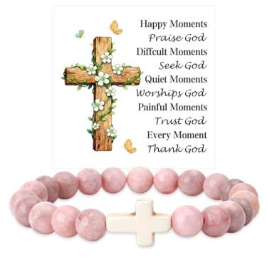 Imagem de Pulseira cristã para mulheres, presentes católicos, pulseiras religiosas, cruz, presentes espirituais, acessórios bíblicos baseados na fé, presente de Natal, aniversário, dia dos namorados, presente
