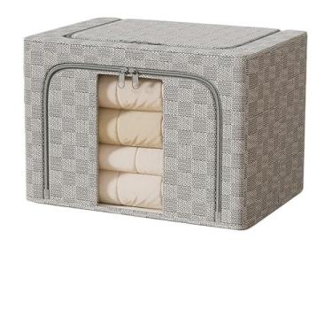 Imagem de Caixa Organizadora Roupas Brinquedos Lençol Edredom Guarda Roupa Dobrável Visor Transparente(xadrez G)