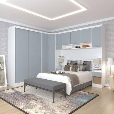 Imagem de Quarto de Canto Casal com Guarda Roupas Cabeceira e Mesas de Cabeceira Alpes Luciane Moveis