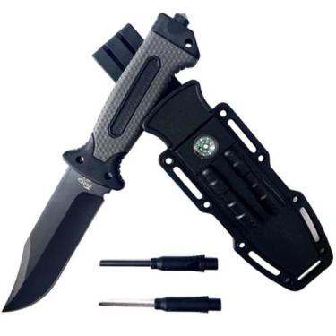 Imagem de Faca Tática Militar Multiuso de Sobrevivência com Bainha Bussola Uso e