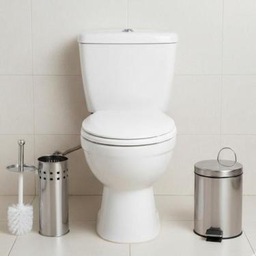 Imagem de Lixeira de Aço Inox 3 Litros com Escova Sanitária e Suporte - Thika