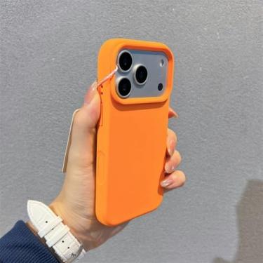 Imagem de Capa magnética invisível de silicone líquido para iPhone 17 Air 16 15 Plus 14 13 12 11 Pro Max com câmera, laranja, para iPhone 14 Pro