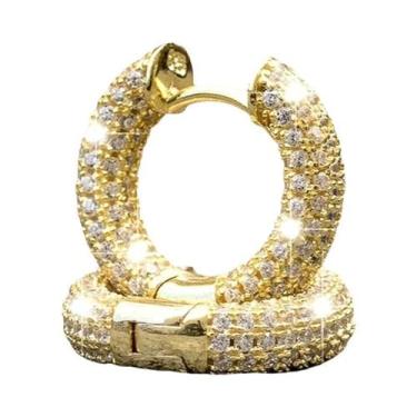 Imagem de Brincos De Argola Pequenos Femininos Com Micro Zircônias Cravejadas De