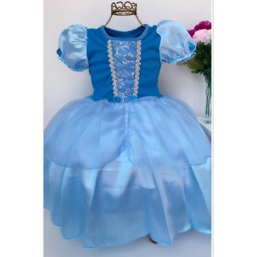 Imagem de Vestido Fantasia Luxinho Princesas Azul