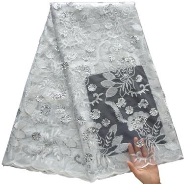 Imagem de ZhenGuiRu Tecido de renda africana 5 metros, tecido de renda jacquard bordado nigeriano para costura de festa de casamento