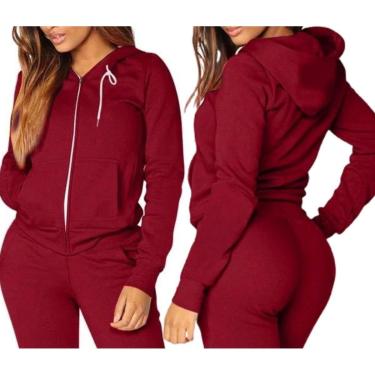 Imagem de Blusa Moletom Feminina Com Zíper e Capuz Inverno Diversas Ocasiões-Feminino