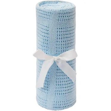 Imagem de Mantinha de Tricô 100% Algodão Azul Buba