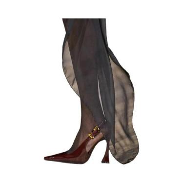 Imagem de Sandálias Femininas Baotou Primavera 2024 Com Bico Fino E Costas Vazad